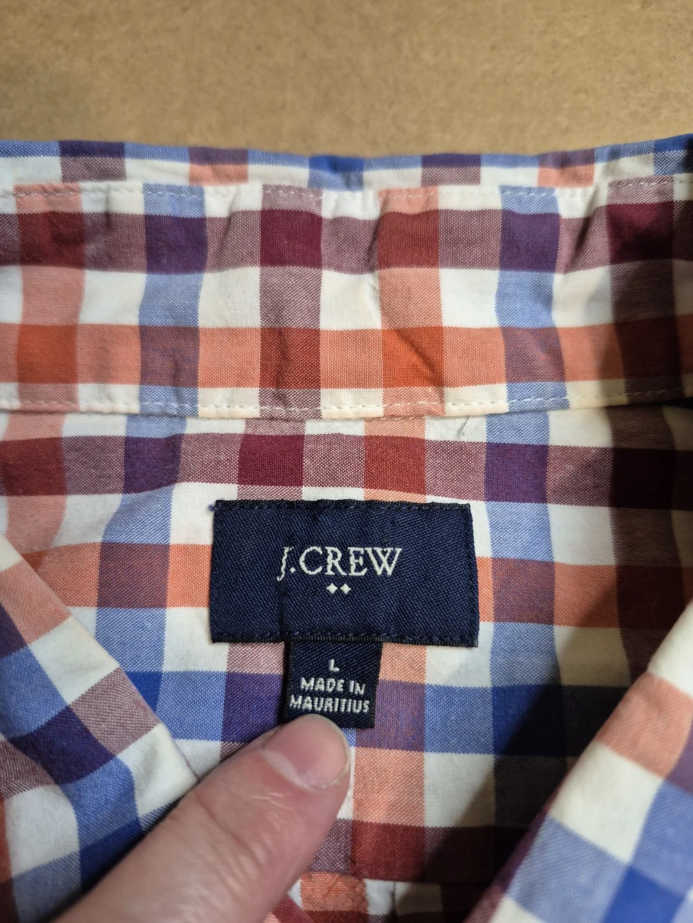 J. Crew Blue, Red & White Short-Sleeve Check 1/4 Button-Down Shirt 4338/6